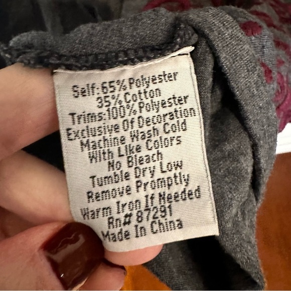 Johnny Was Women’s Boho Grey Long Sleeve Stretch Embroidered Tunic Tee Shirt S - Picture 4 of 9